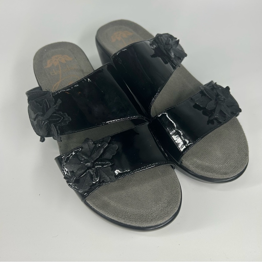 Dansko Black Floral Slide Sandals Size 37